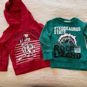 Boys Long Sleeve Tees size 2 Loony Tunes & H&M. Lot of 2.  Box Q003
